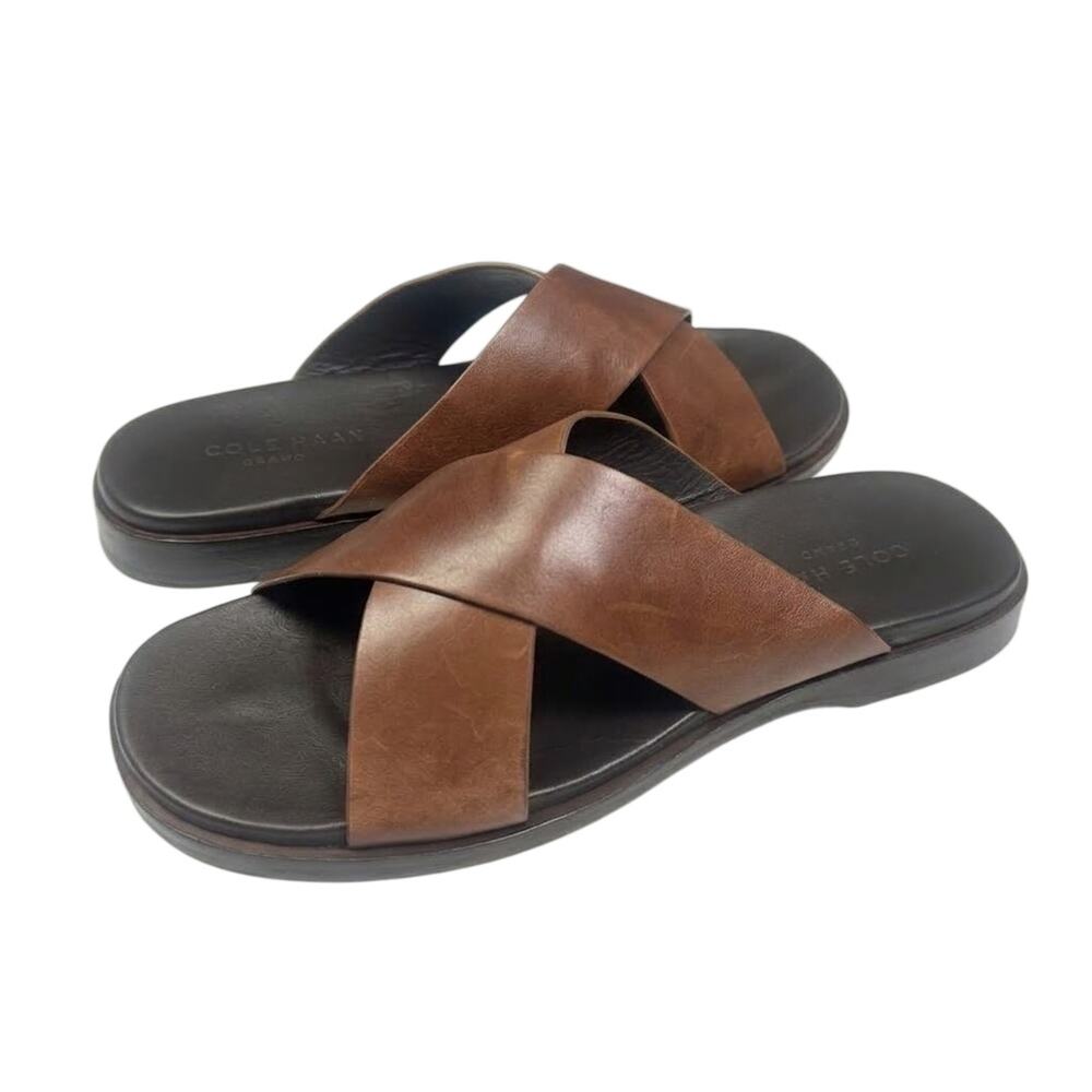 Cole Haan | Men | ZeroGrand OS Crossover Strap Walnut Leather Sandals | Sz 10 M